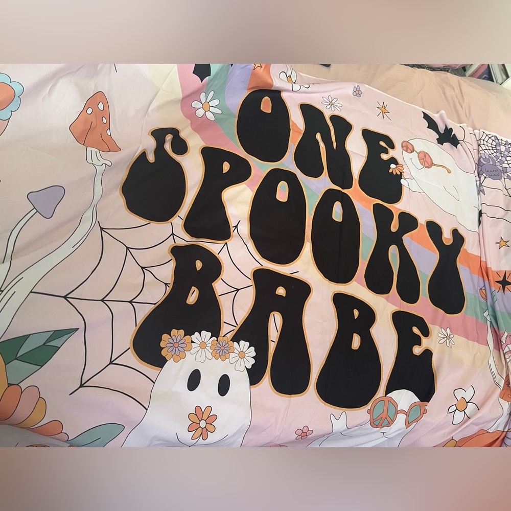 One Spooky Babe Pastel Groovy Halloween Tapestry - Black, Orange, Pink